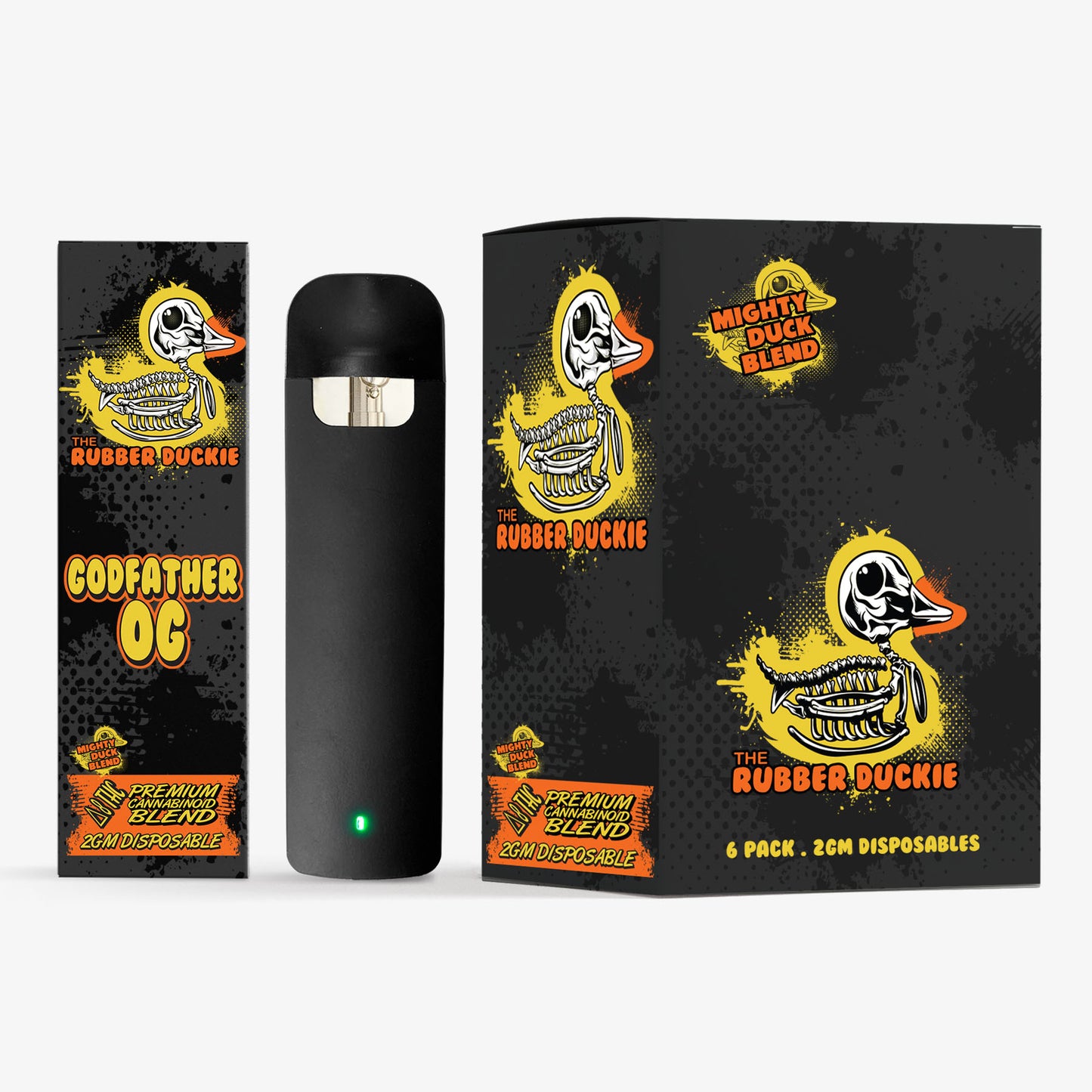 rubber duckie delta 8 thc blended disposable godfather og 6 pack