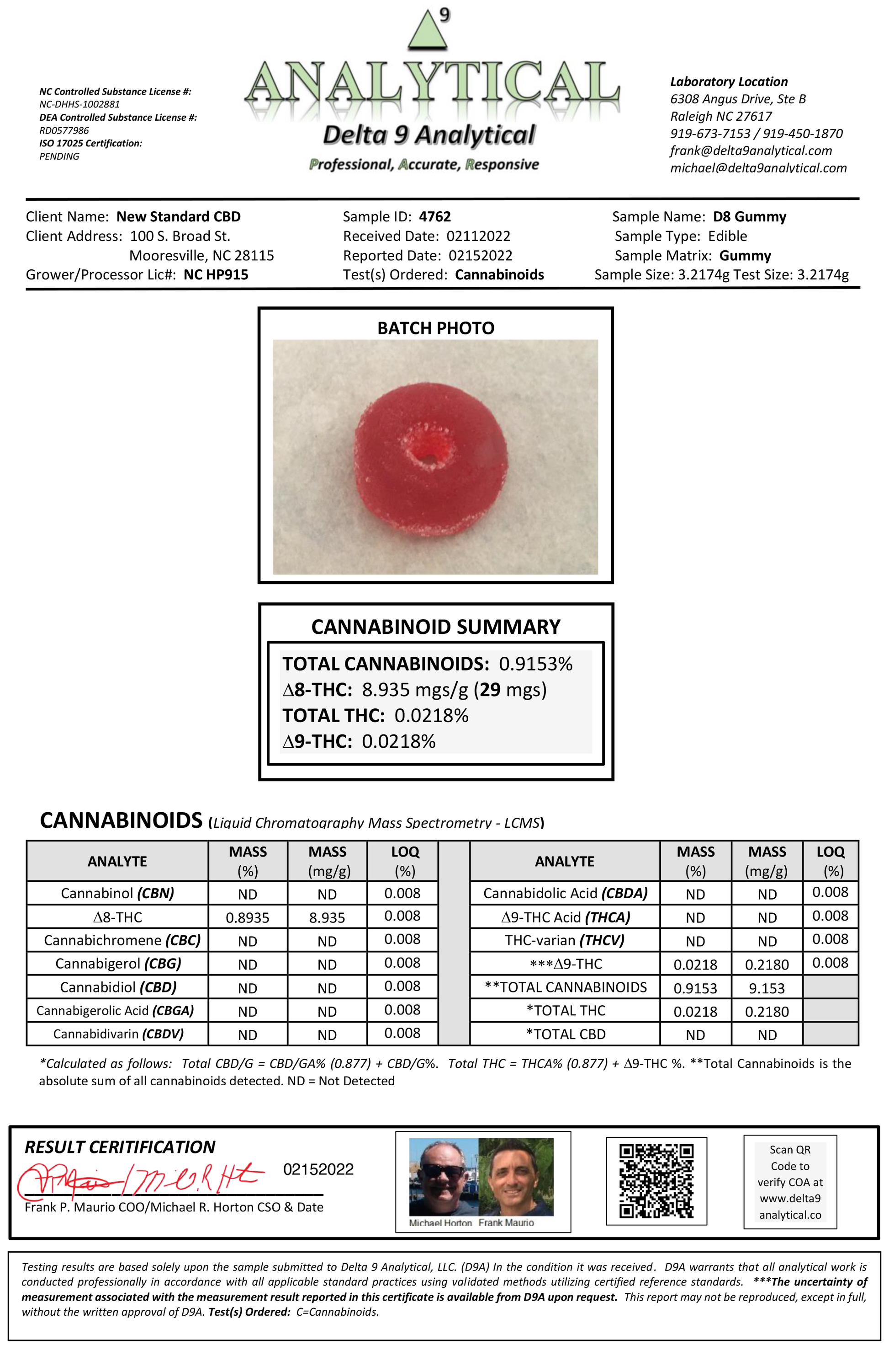 straight 8 delta 8 thc blue razz gummies coa