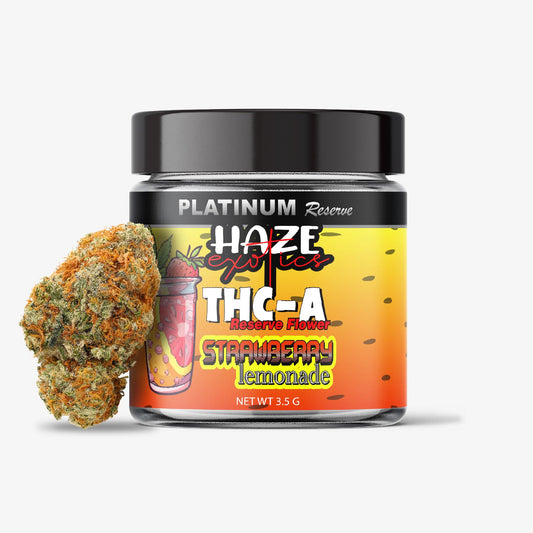 THC-A FLOWER / 3.5G JAR / STRAWBERRY LEMONADE / HAZE EXOTICS PLATINUM RESERVE