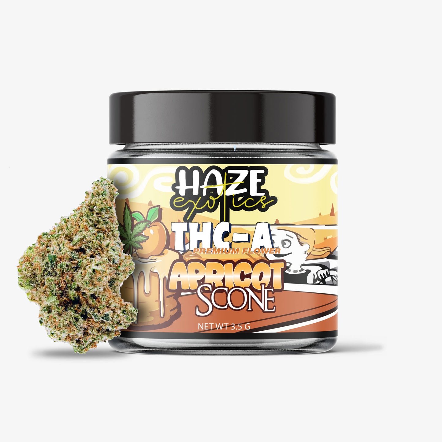 haze exotics thc-a flower apricot scone 3.5 gram jar