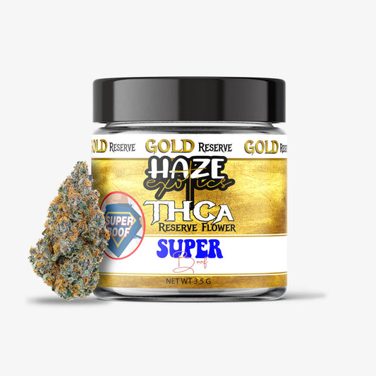 THC-A FLOWER / 3.5G JAR / SUPER BOOF / HAZE EXOTICS GOLD RESERVE