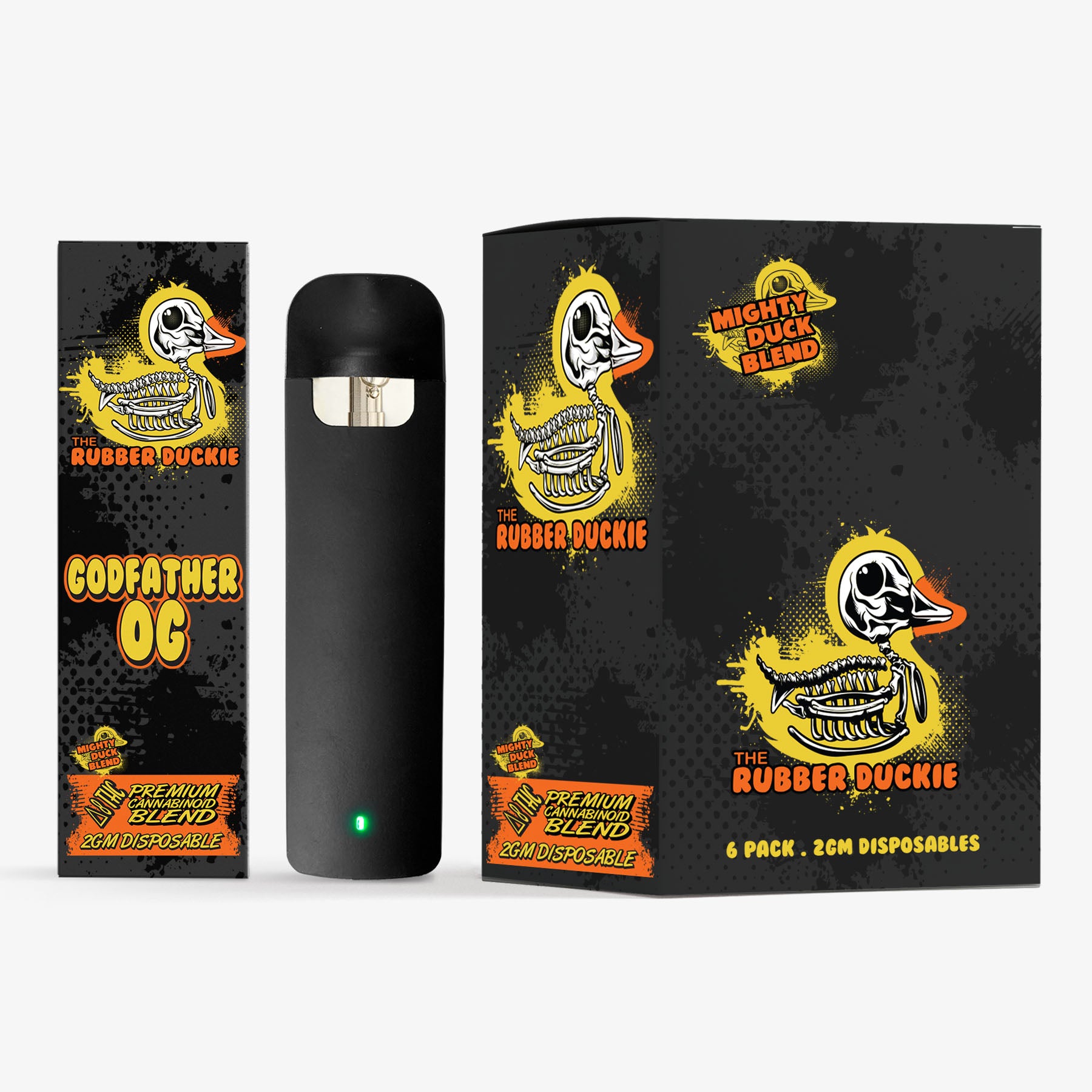 rubber duckie delta 8 thc blended disposable godfather og 6 pack